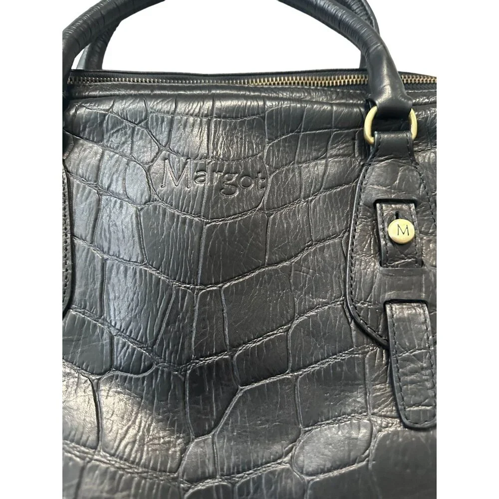 MARGOT Leather Animal Print Embosserd Satchel Handbag - Picture 8 of 9